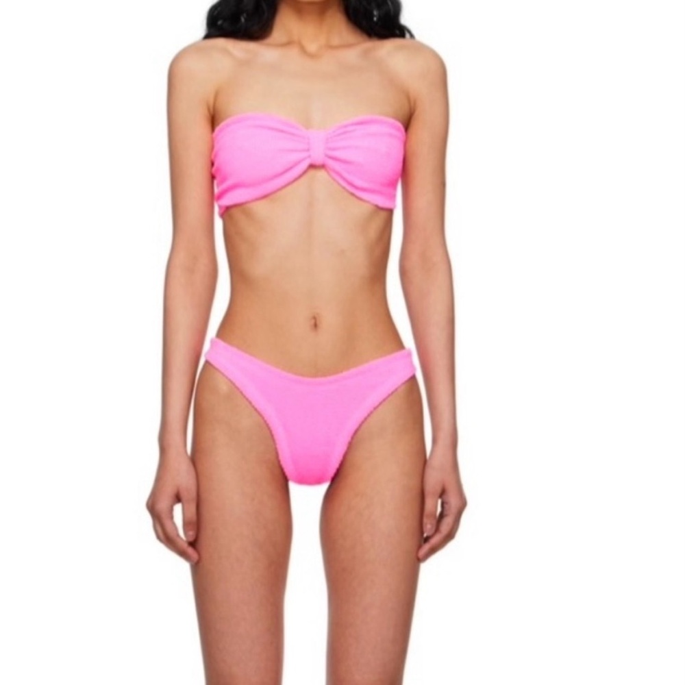 NWT Hunza G Tina Bandeau Bikini Set in bubblegum - Picture 2 of 7